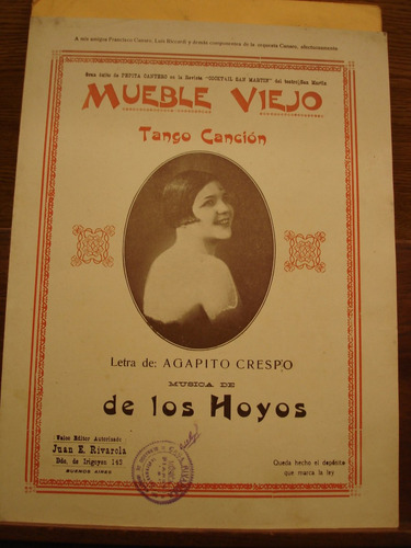 Partitura Mueble Viejo Tango Crespo Los Hoyos Pepita Cantero