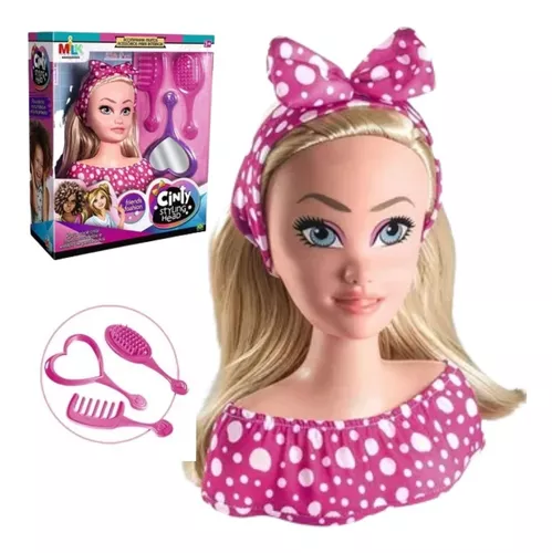 Barbie Busto Com Maquiagem E Acessórios Para Fazer Penteado