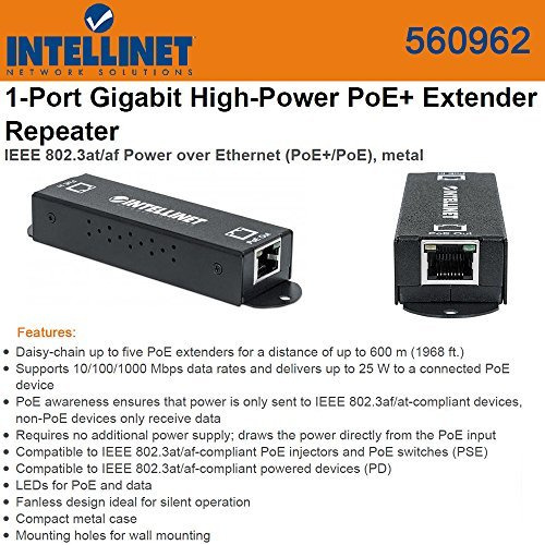 Intellinet Gigabit Poe Alta Potencia Extensor Repetidor Ieee