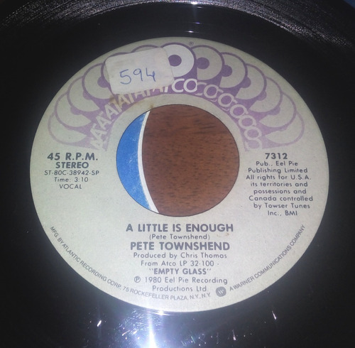 Pete Townshend - A Little Is Enough - Simple Vinilo Usa