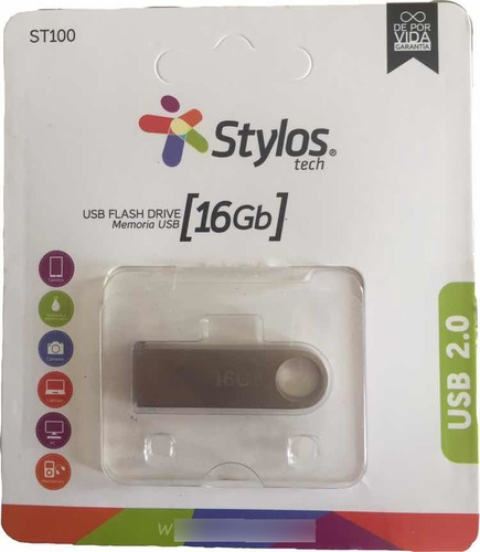 Memoria Usb Stylos St 100 16 Gb 2.0 Plateado