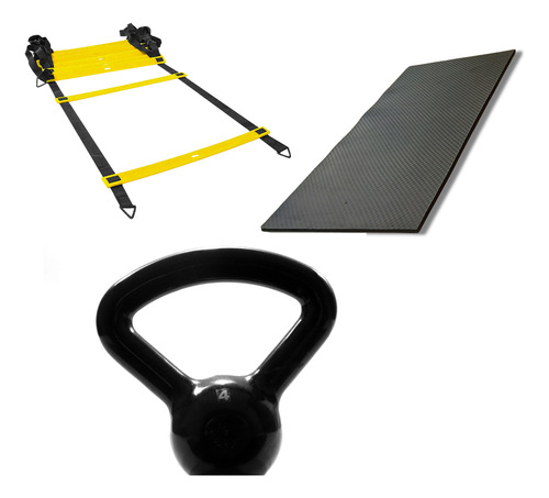 Kit Escada Agilidade E Colchonete Eva E Kettlebell 4kg