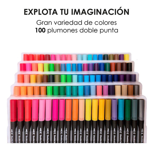 Canetinhas Brush E Ponta Fina - 100 Cores Colorido