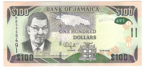 Billete Jamaica (2016) 100 Dolares             Cascadas
