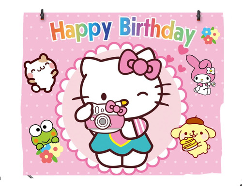 Art.fiesta Cumpleaños Hello Kitty Banner Telón Fondo Cartel