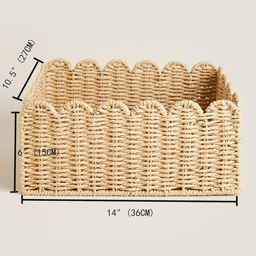Cesta Con Borde Festoneado, Cestas De Almacenamiento Con Cue