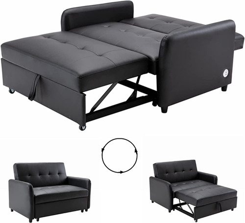 Sofa Convertible 3 En 1 Color Negro Usb Marca Gynsseh