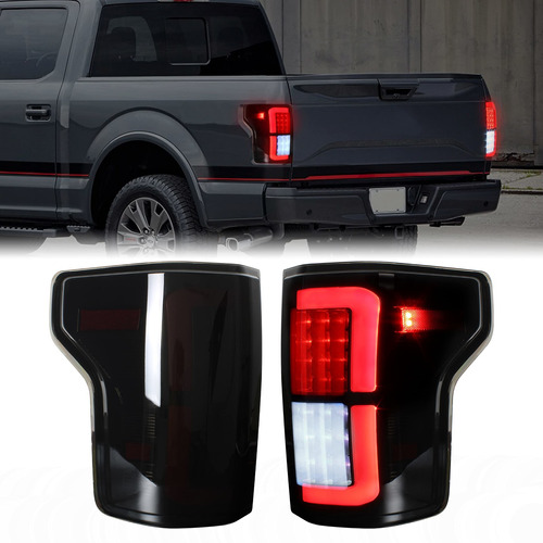 Kewisauto Kit Montaje Luz Trasera Led Para F150 Negra Freno