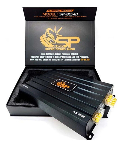 Amplificador Sp Audio Sp-80.4d 4 Canales Color Negro