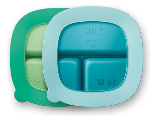 Kit 2 Pratos Infantil Com Divisória Tampa E Ventosa - Nuk