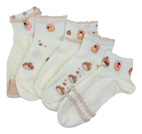 Calceta Calcetines 3d Premium Con Muñecos Unitalla Anaranjado Liso Unitalla