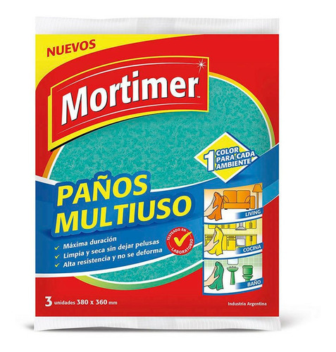 Mortimer Paño Multiuso Multi Colores X 3 Unidades