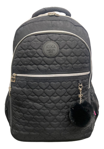 Mochila De Costas Juvenil Kika Preta Pompom - Nova Rio