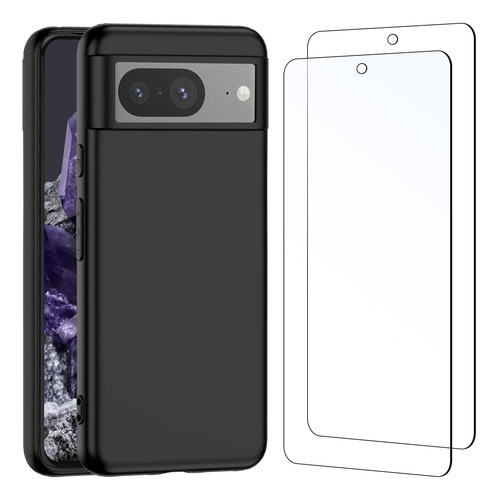 Funda Silicona Líquida Tpu Carcasa Para Google Pixel 8+mica Negro Google Pixel 8
