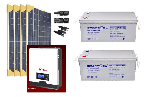 Kit Solar 2400w 4 Paneles Fotovoltaicos Inversor Baterías   