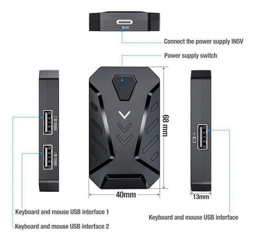 Adaptador Portátil Para Juegos Móviles, Teclado Y Ratón, Con