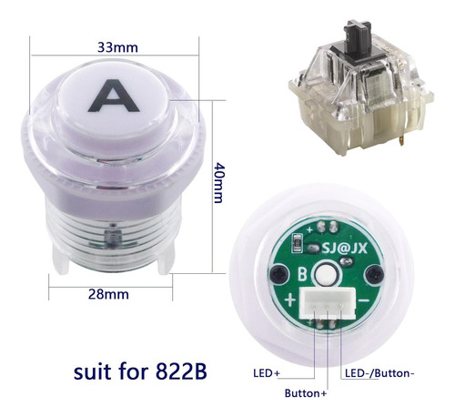 Arcade Stick Diy Kit 10x Botones Con Logotipo Led Mx De 8 Pc