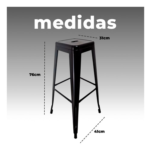 Pack 4 Taburete Alto De Metal Para Barra