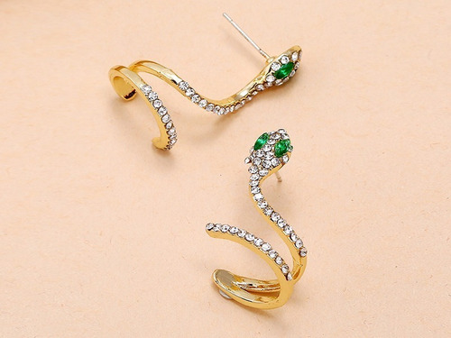 Imagen 5 de 8 de Juego Aretes Serpiente Acero Oro Laminado 1184