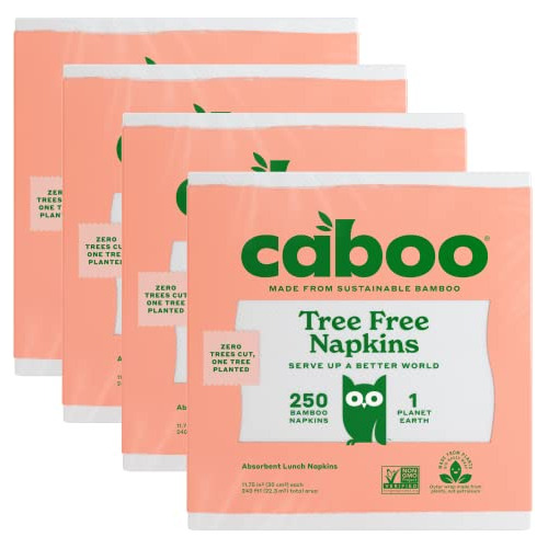 Tree Free Bamboo Paper Napkins, 4 Packs Of 250, 1000 To...