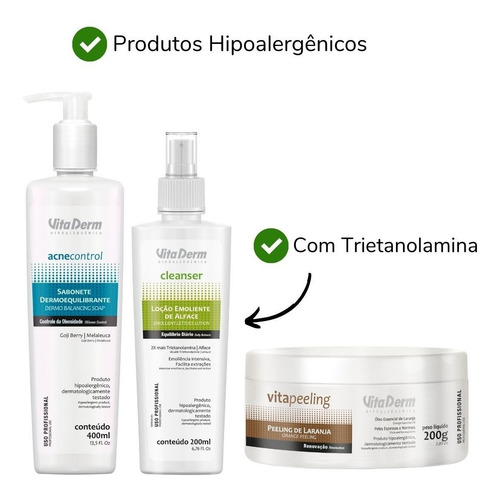 Imagem 3 de 10 de Kit Limpeza De Pele Vita Derm Profissional Brinde Bolsa
