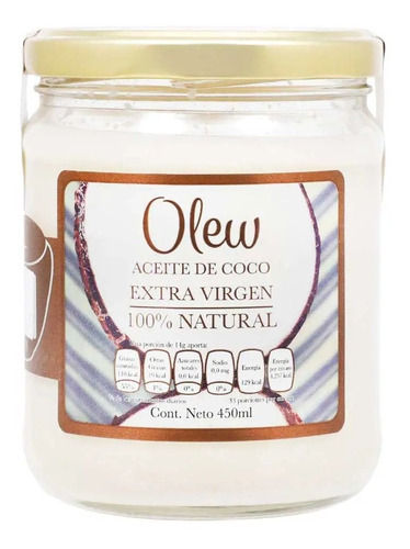 Aceite De Coco Extra Virgen Olew 450 Ml