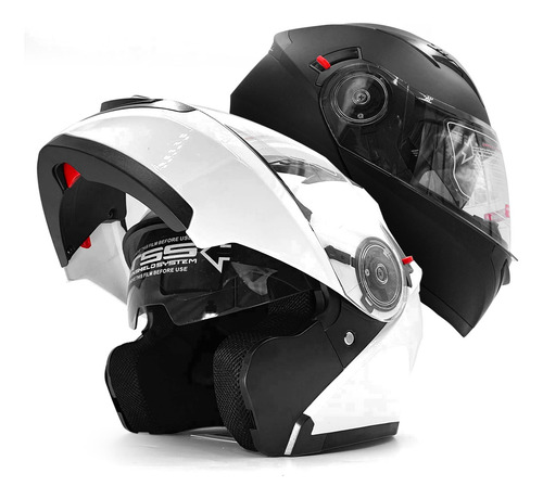 Casco Modular Abatible Dot Black & White Doble Visor