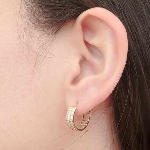 Amor Eterno - Arracadas Huggie Doble Dahlia / Aretes Oro 10k