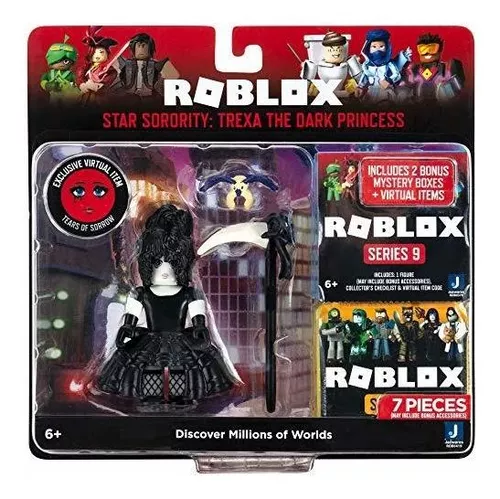  Roblox Action Collection - Star Sorority: Trexa The Dark  Princess - Paquete de figuras de dos figuras misteriosas [incluye 3  artículos virtuales exclusivos]