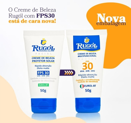 Kit 2 Creme De Beleza Facial Rugól 50g Com Filtro Solar 30