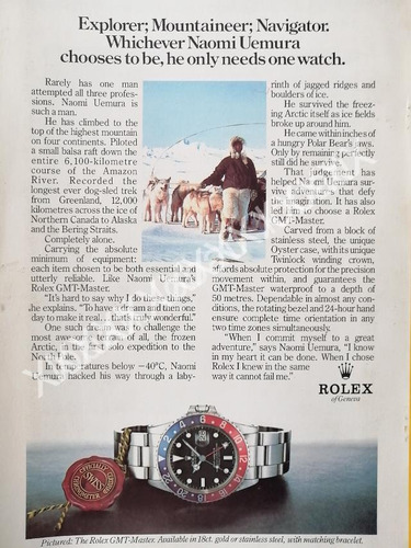 Cartel De Naomi Uemura Y Relojes Rolex Oyster Perpetual 1980