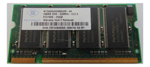 Memoria Ram Laptop Nanya 256mb Nt256d64sh8bagm-6k M.m