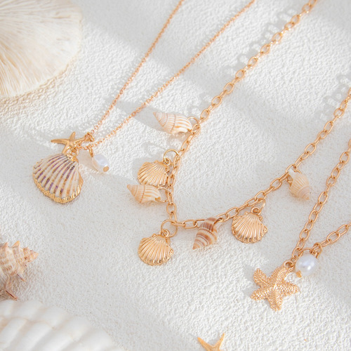 Juego De Collares Con Colgante De Concha Y Concha De Estrell