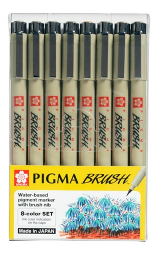 Set 8 Marcadores Colores Sakura Pigma Micron Brush