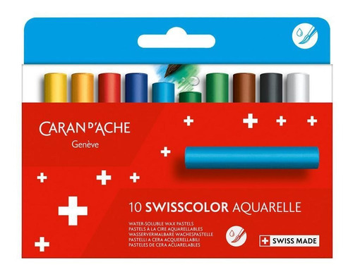 Pastel Oleoso Aquarelle Caran D Ache Swisscolor 10 Cores