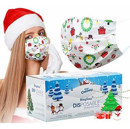 Máscara De Navidad Desechable Para Mujeres Hombre Blanco Bas