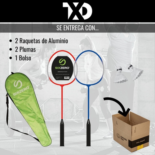 Imagen 5 de 9 de Set Juego De 2 Raquetas Badminton 2 Plumas Bolso Funda Porta