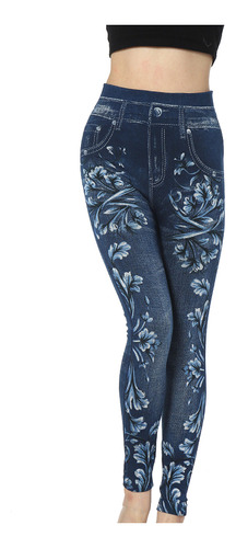 Pantalones Z Para Mujer Con Estampado De Mezclilla Sintética