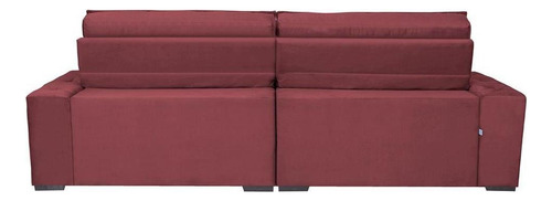 Sofá Retrátil e Reclinável 2,92m com Molas Cama inBox Estilo Suede Velusoft Vinho
