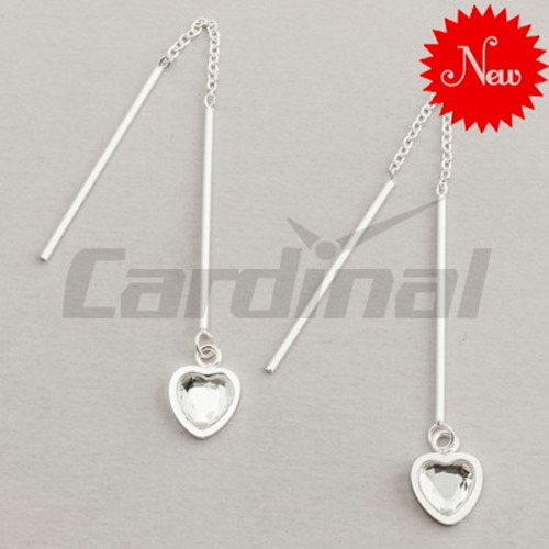 Aros Acero Blanco Cardinal Cadena Corazón Strass Para Regalo