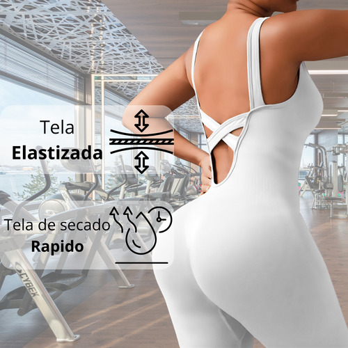 Catsuit Seamles Elastizado Premium Push Up Anticelulitis Blanco Lisa M