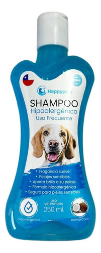 Shampoo Hipoalergenico Uso Frecuente Perros 250ml Happypets Fragancia Coco