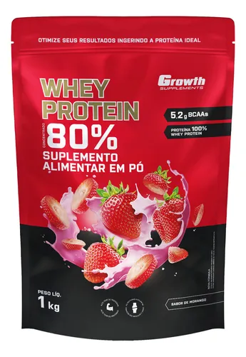 Whey Protein Concentrado 1kg Growth Supplements - Morango
