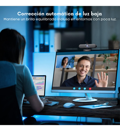 Cámara Web 2k 1440p Usb Con Micrófono Trípode Y Cubre Lente