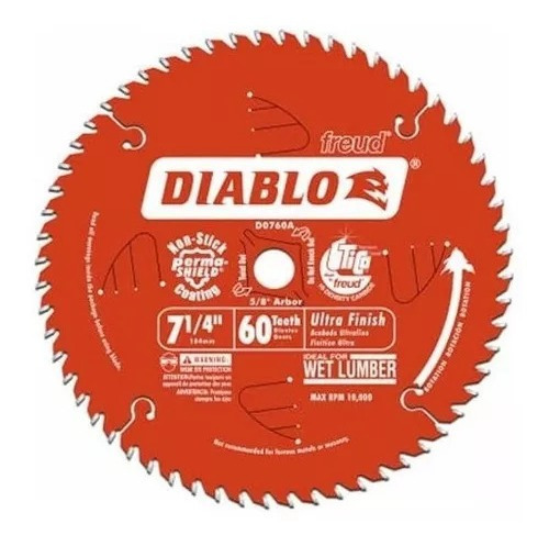 Disco Sierra Diablo 7 - 1/4'' 60 Dientes Corte Fino E.o.