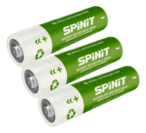 Pila Bateria Spinit Recargable 18650 Linternas X 3 U