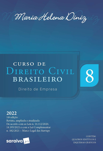 Curso de Direito Civil Brasileiro Volume 8 - Direito De Empresa, de Diniz, Maria Helena. Editora Saraiva Educação S. A., capa mole em português, 2022