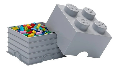 Lego Contenedor Canasto Apilable Organizador Storage Brick 4 Color Stone Grey