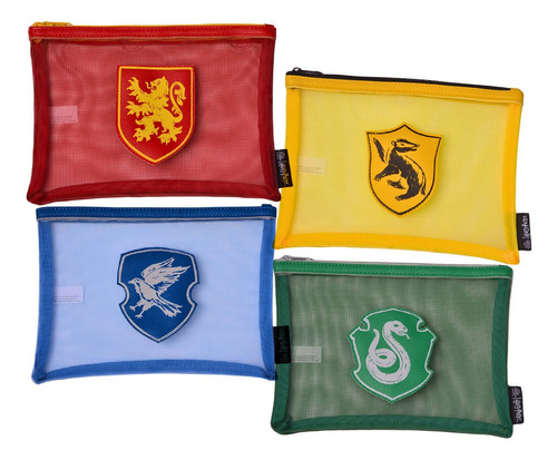 Sobre A5 Mesh Harry Potter Casas Estuche Cartuchera Pack X 4