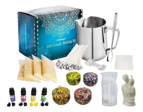 Kit Fabricación Velas Con Molde Forma D/novios Todo Incluido Azul